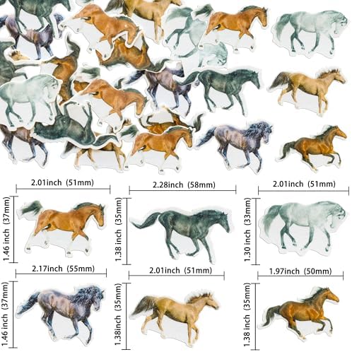 Ephlyn 54Pcs Edible Horse Cupcake Toppers Wafer Paper Animal Racing Horse Cake Toppers Dessert Muffin Cake Pick Decoration for Baby Shower Birthday Party Supplies