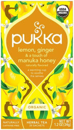 Pukka Organic Lemon, Ginger & Manuka Honey Herbal Tea, Immune Boosting Organic Tea Infusion Selection, With Turmeric, Ideal For Daily Support, Caffeine Free, 80 Total Bags (20ct - Pack of 4)