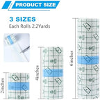 Emalla 3 Rolls Second Skin Tattoo Cover, Waterproof Tattoo Aftercare Bandage Breathable Tattoo Cover Up Patch Tape Tattoo Flim 2", 4", 6" x 2.2 Yard Tattoo Supplies for Healing Wrap Swimming Shower