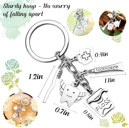 Dental Hygienist Gifts for Women Men Dental Assistant Accessories Tooth Keychain for Dentist Graduation Birthday Christmas Toothbrush Toothpaste Floss Keychain