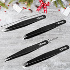 Tweezers Set - 4Pcs Stainless Steel Eyebrow Tweezers, Great Precision for Facial Hair, Splinter and Ingrown Hair Removal Gifts for Women, Christmas Stocking Stuffers Gifts for Adults Men Women