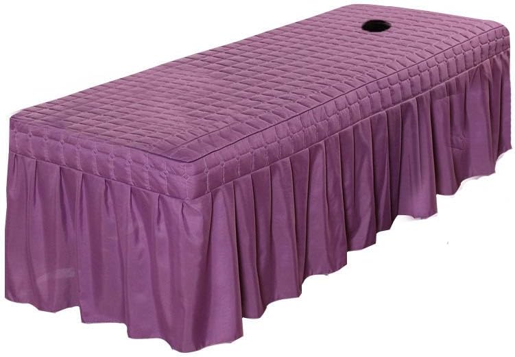 1pcs Solid Beauty Salon Bedskirt ONLY for Salon Massage Table Bed Sheet Bedspread SPA Beauty Bed Sheet Full Cover with Hole, 74.8x31.4inch (Purple)