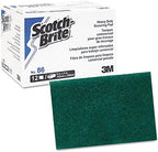 Scotch-Brite PROFESSIONAL 86CT Commercial Heavy Duty Scouring Pad 86, 6" x 9", Green, 12 per Pack (Case of 3 Packs)