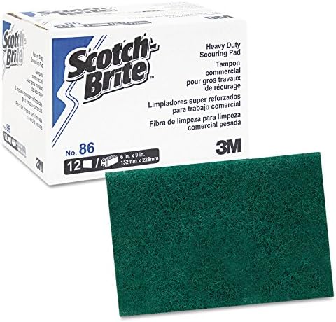 Scotch-Brite PROFESSIONAL 86CT Commercial Heavy Duty Scouring Pad 86, 6" x 9", Green, 12 per Pack (Case of 3 Packs)