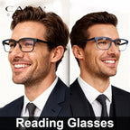 CARA 2 Pack Reading Glasses Men, Super Lightweight Grilamid TR90 Frame for Women Blue Light/UV400 Protection Computer Readers, Black+Blue, 1.5x