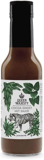 Queen Majesty COCOA GHOST HOT SAUCE 5oz - All Natural Habanero & Ghost Pepper Condiment with Chipotle - Vegan, Low-Carb, No Sugar, Kosher, Gluten Free, non GMO, Featured on Hot Ones