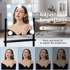 Kotdning Vanity Mirror with Lights,Lighted Vanity Mirror with 9 Dimmable Bulbs for Dressing Room & Bedroom,3 Color Lighting,Modes Detachable 10x Magnification 360°Ratation (Black) 12" L x 14.4" W