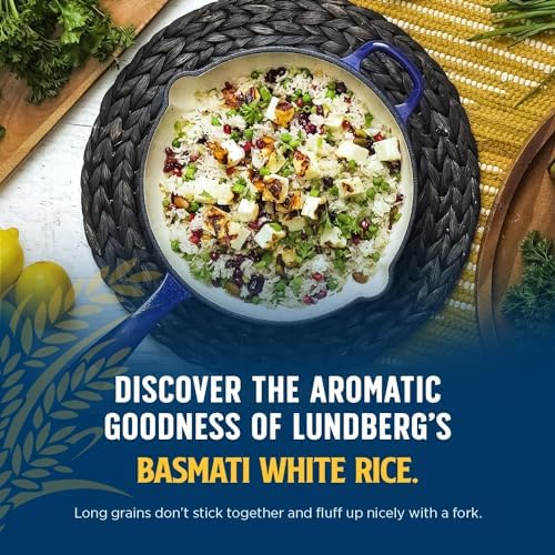 Lundberg Basmati Rice, Organic Long Grain White Rice - Non-Sticky, Fluffy Aromatic Rice, Vegan Food, Healthy Meals, Gluten-Free Rice Grown in California, 32 Oz