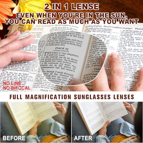 Reading Sunglasses Womens, Full Lens Sun Readers Outdoor Reading Sunglasses for Women Men UV400/Anti Glare Filter