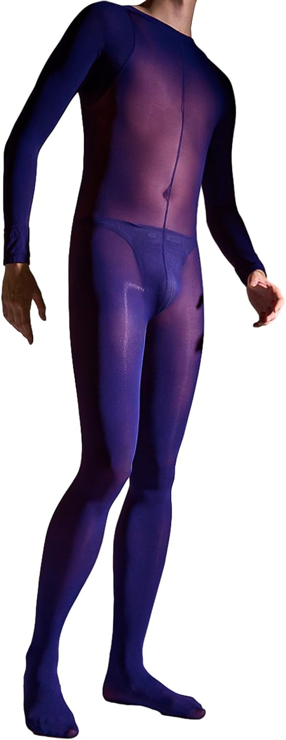 LESOYA Women Men 120D Velvet Sheer Full Bodystocking High Elastic Sheer Bodysuit Catsuit with Gloves Toes