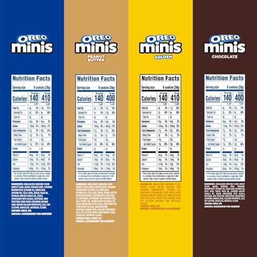 OREO Minis Sandwich Cookies Variety Pack, Original Creme, Chocolate Creme, Peanut Butter Chocolate, and Golden OREO, 16-3 oz Bags