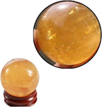 Wixine 1Pcs 40mm Yellow Citrine Quartz Crystal Sphere Ball Healing Gemstone