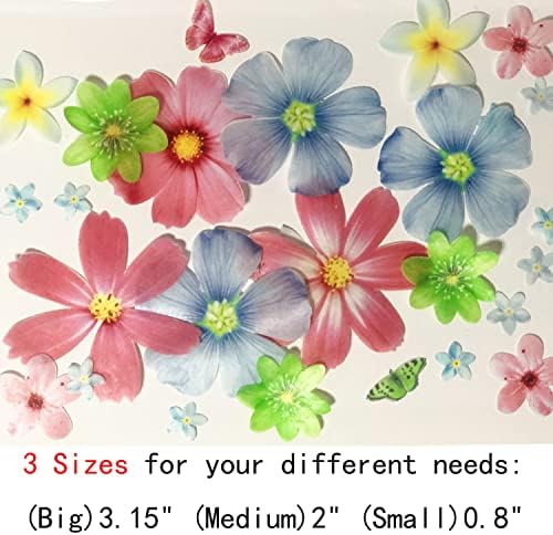 Set of 27 Edible Flowers & Butterflies Cupcake Toppers Wedding Cake Party Food Decoration Mixed Size & Colour