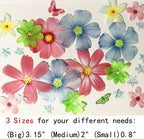 Set of 27 Edible Flowers & Butterflies Cupcake Toppers Wedding Cake Party Food Decoration Mixed Size & Colour