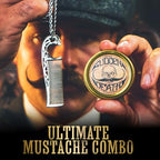 Mustache Wax Strong Hold Sudden Death 1 oz Tin & Necklace Death Grip Mustache Comb Mens Combo Kit - Grooming For Men Handlebar Moustache