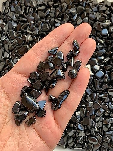 Shungite Chips – Natural Mini Shungite Stones, Crushed Undrilled Shungite, Semi-Tumbled Genuine Shungite (1/8 lb)