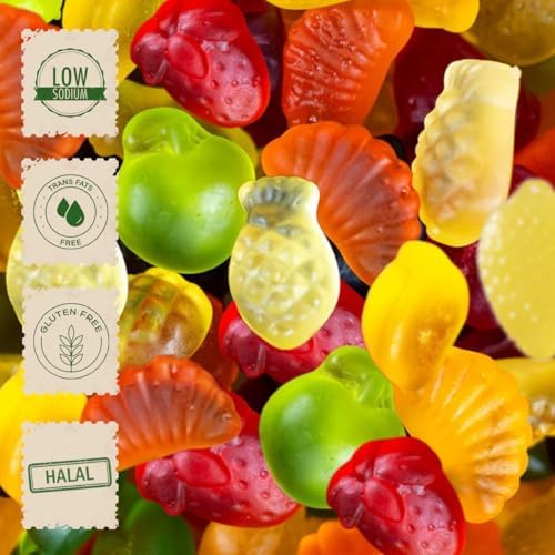Halal Gummy Candy Fruit Mix | 5 Pound Variety Pack | Fruit Shaped Gummies | Assorted Fruit Flavors for Party Favors, Goody Bags, and Kids' Events