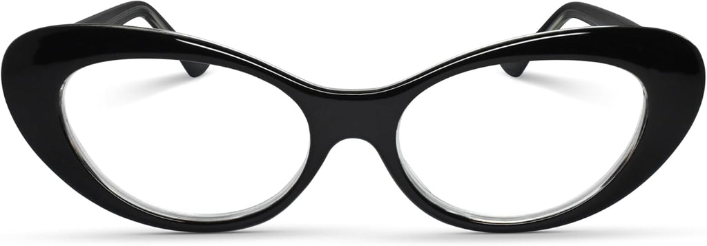 2SeeLife Oversized Cat Eye Reading Glasses for Women – Medium-Large Fit, Sturdy Frame, Spring Hinges, Premium Cateye Readers, Black, +1.75