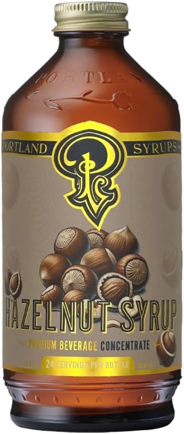 Portland Syrups Hazelnut Syrup – Flavoring for Coffee, Lattes, Cold Brew, Macchiatos, Cocktails, Desserts – Ideal for Drinks & Adding a Hazelnut Touch to Any Beverage – 12 oz, 24 servings (Pack of 1)