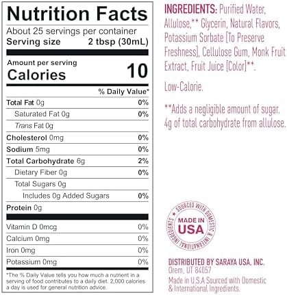 Lakanto Simple Flavoring Syrup - Monk Fruit Sweetener with Allulose, Perfect for Coffee, Tea, Cocktails, Snow Cones, Sodas, Other Drinks, Keto, Vegan (Raspberry - 25.4 fl oz)