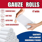24 Pack Gauze Rolls Bandages 4 ” x 4.1 yd Premium Quality Lint and Latex-Free Conforming Stretch Designed for Wound Care for Wound Dressing Support(Ideal for Home and car First aid Kits)