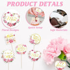 12 Pcs Happy Mothers Day Cupcake Topper, Flower Gold Foil Shape Mother's Day Cake Picks, Best Mom Ever Love You Mom Mother's Day Cake Sticks, Mom Cake Decorations for Mothers Day Party