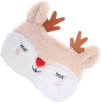 Plush Elk Cartoon Eye Mask, Light Blocking Sleep Blindfold with Comfortable Soft Cover, Adorable Sleeping Eye Patch for Travel and Night Use