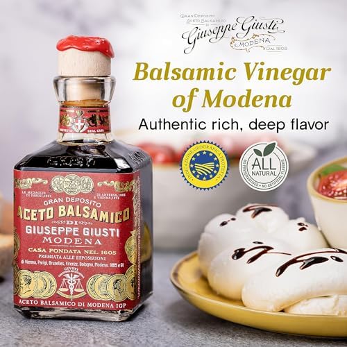 Giusti Italian Balsamic Vinegar of Modena IGP - 3 Gold Medals, Rich & Thick Gran Deposito Aceto Balsamico di Modena for Salads, Cheese & Finishing Touches, Made in Italy – 8.45 fl oz/250 ml -Pack of 1