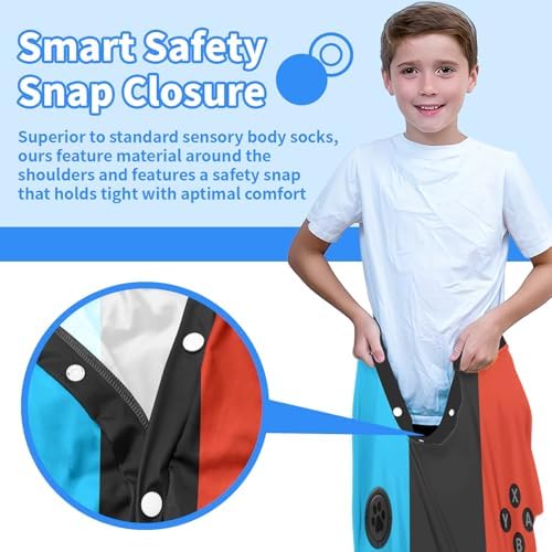 Sensory Sock Medium,6-9 Years,Black Game Console Full Body Sock Wrap for Autistic Children to Relieve Stress,Relaxing Sensory Compression Body Sack for Kids Sensory Processing Disorder