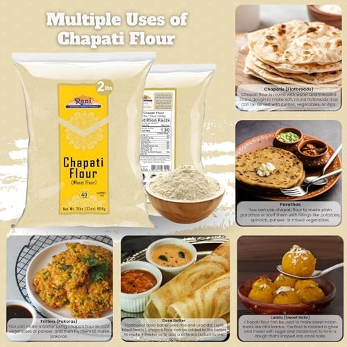 Rani Chapati Flour (100% Pure Whole Wheat Chakki Atta), For Making Roti & Indian Breads 32oz (2lbs) 908g ~ All Natural | Vegan | No Salt or Colors | NON-GMO | Kosher | Indian Origin