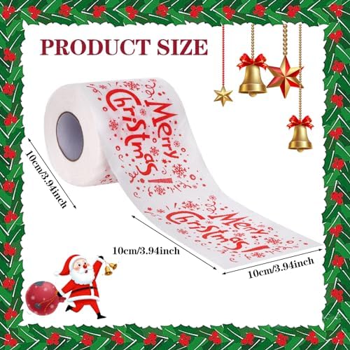 3 Rolls of Merry Christmas Santa Claus Toilet Paper Tissue Napkin Prank Fun Birthday Party Novelty Gift Idea