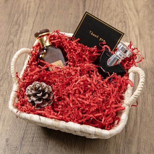 Mefleet 2 LB Crinkle Cut Paper Shred Filler Red Crinkle Shredded Paper for Gift Box - Gift Basket Bag Filler - Grass Cushion Stuffing for Valentine's Day Holiday Packaging Wrapping
