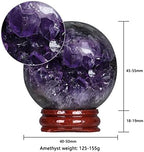 Rockcloud Natural Amethyst Druzy Geode Crystal Ball Healing Stone Sphere Ball for Home Decoration Meditation, 1.57-1.97 inches