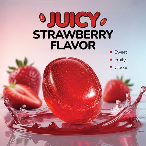 Strawberry Bon Bons Hard Candy, 1LB Bulk Bag – Individually Wrapped Old Fashioned Strawberry Filled Hard Candy with Soft Chewy Center, Classic Candy Bowl Treat for Office, Parties & Gifts