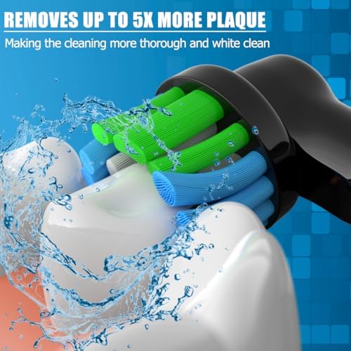 Qitizu Replacement Heads Compatible with Oral B Braun Electric Toothbrush, Replacement Toothbrush Heads Fit for Oral-b Pro 1000/7500/3000/7000/8000/500, 16 Packs (Black)