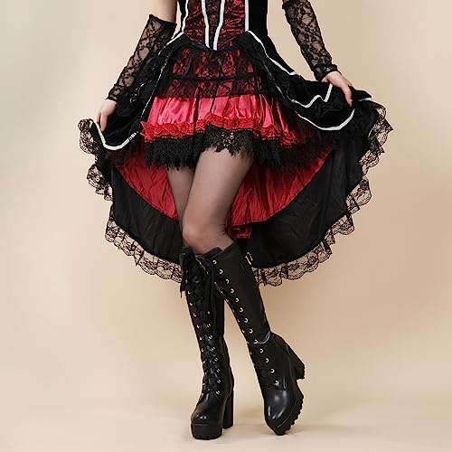 Ladies' Boots Women Fashion Platform Block Heels Knee High Boots Lace up