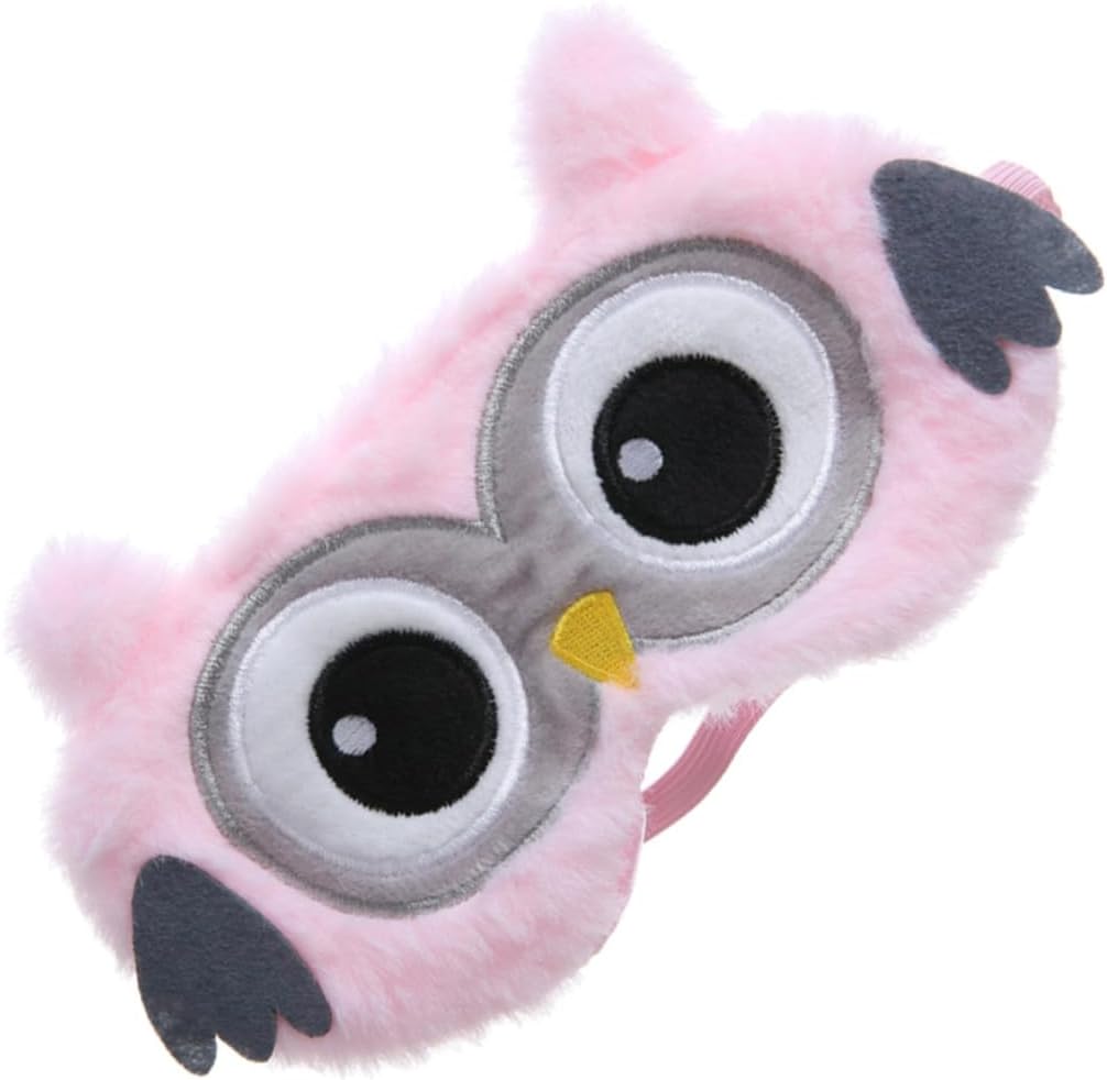 Healifty Sleeping Eye Cover Eye Plush Owl Animal Sleep Shade for Girls Women Travel Eyeshade Cute Pink