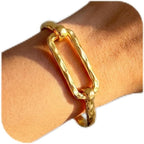 Moodear Chunky Gold Bangle Bracelets for Women – 14K Gold Plated Statement Cuff Bracelet, Trendy Fashion Jewelry Bangles Gifts