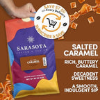 Sarasota Coffee Whole Bean Salted Caramel | Medium Roast Gourmet Flavored Coffee Beans | Low Acid, Mold Free, Specialty Grade Bulk Beans | 5lb (80 oz)