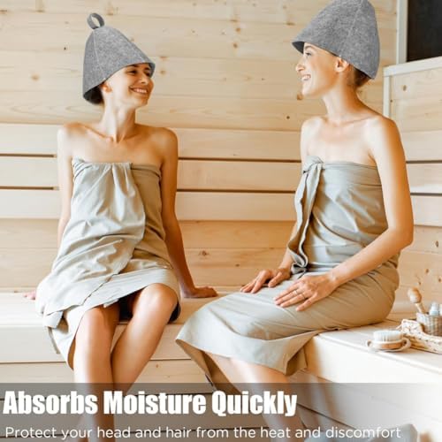 2 Pack Sauna Hat for Men Women, Head Protection Wool Felt Sauna Cap, Russian Banya Cap Headwear for Steam Bath-House Hot Room The-rapy & Sweat Sessions Accessories(Size:2pcs) Grey