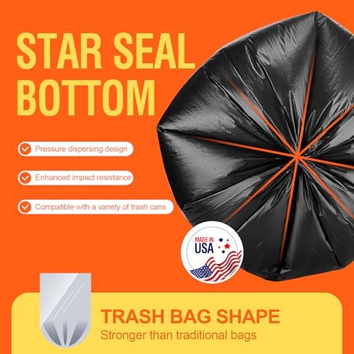 Delxo 30-33 Gallon Trash Bags, 250 Count – Medium Duty Garbage Bags, Thick, Durable & Puncture-Resistant Plastic Bolsas para basura, Perforated Design– Made in USA for Kitchen, Yard, Office (Black)