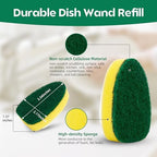 Dishwand Sponge Refills Soap Control Handle, Dish wand Sponges Refill Non Scratch, Sponge Replacement Scrub Brush Heads Set, Dishwashing Dispenser Scrubber Pads for Cleaning Dishes Dishwasher Kitchen