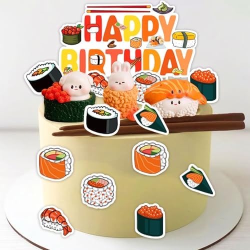 Sushi Cake Decoration for Japanese Birthday Party Decorations Sushi Theme Birthday Cake Topper for Baby Shower Supplies