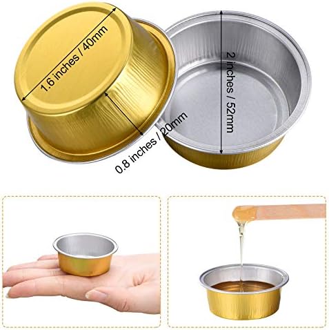 Maitys 50 Pieces Wax Melting Bowl Mini Wax Melting Bowls Bean Aluminum Foil Hair Removal Tool Container for Hair Removal