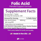 Healthfare Folic Acid 400mcg | 300 Veg Tablets | Folate Vitamin B9 | Gluten-Free | Non-GMO | Made in USA