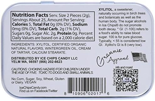 ICE CHIPS Candy Hand Crafted Tin, Wintergreen, 1.76 Ounce