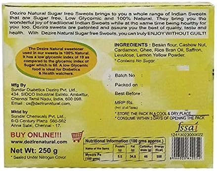 Dezire LG Natural Sugar Free Low GI Mysurpa - Soft Melting Indulgence