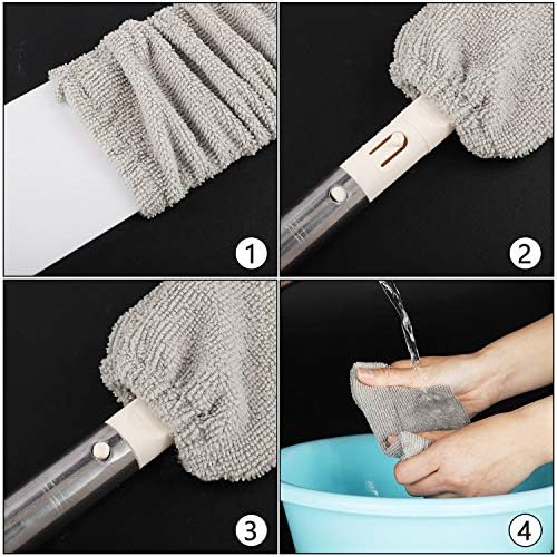 6 Pcs Retractable Gap Dust Cleaner Cloth Reusable Microfiber Dusting Cloth Washable Gap Dust Covers Under Furniture Duster Refill for Bed High Ceilings Furniture Bottom Under Refrigerator Sofa Couch