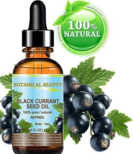 Botanical Beauty BLACK CURRANT SEED OIL. 100% Pure Natural Undiluted Refined Cold Pressed Carrier Oil for Skin, Hair, Lip and Nail Care (0.5 Fl Oz)