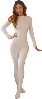 LESOYA Women Men 240D Velvet Warm Full Bodystocking High Elastic Long Sleeve Bodysuit Catsuit